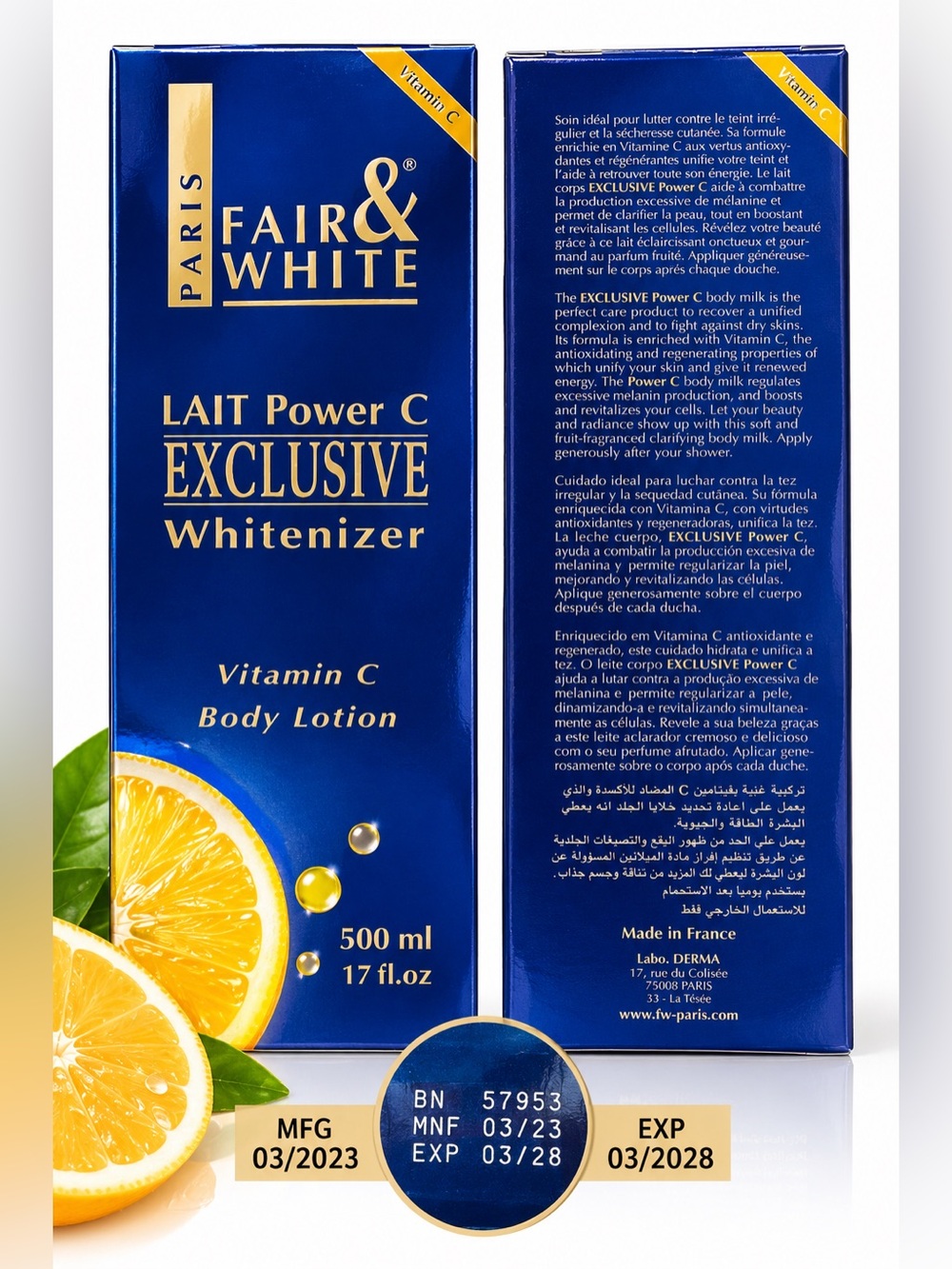Fair & White Paris Exclusive Power C Vitamin C Whitenizer Body Lotion 500ml 17oz